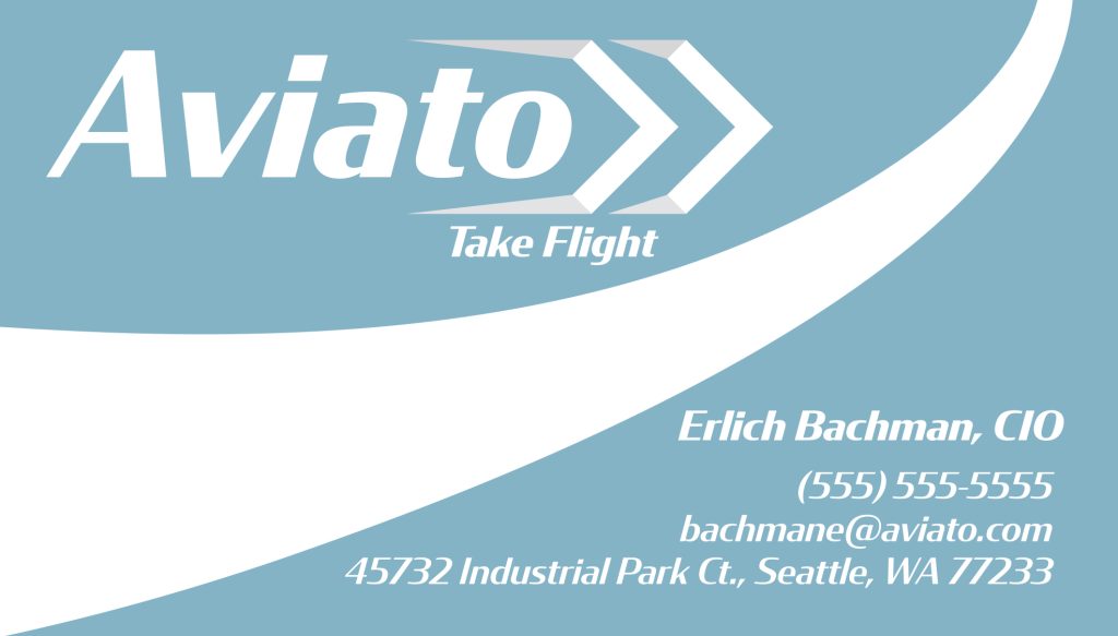 Blue and white Aviato Business card